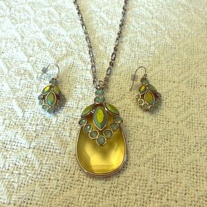 Long Pendant Necklace with matching earrings